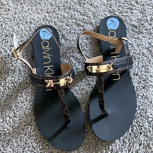 Calvin Klein monogram letter sandals